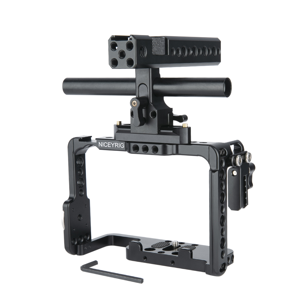 190 NICEYRIG Camera Cage Kit for Sony A7RIII/ A7RIV/ A7IV/ A7III/ A7SIII/ A7RII/ A7SII/ A7II/ A9 with Cheese Top Handle and Cable Lock Clamp 